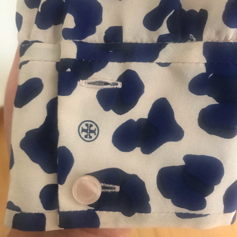 Tory Burch Robin Silk Blouse Cheetah Beige Top - Picture 8 of 8